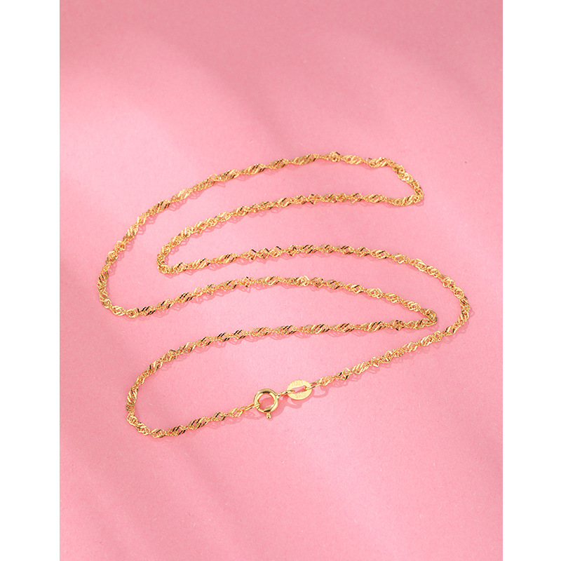 92 collar de plata esterlina mujer sin colgante caja de cadena de agua onda de semillas de melón Baotian octogonal cadena clavícula