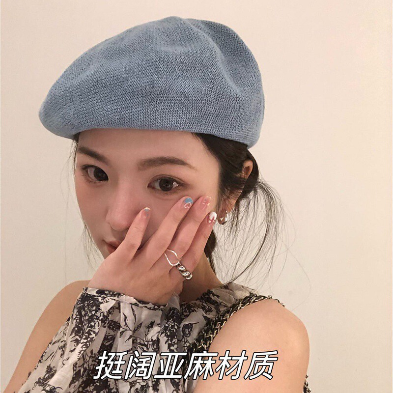 2026 New Model Korean Style Spring and Summer Beret Hat, Fashionable British Style Retro Beret Hat for Women, Linen Breathable Thin Style 2026 New Model Korean Style Spring and Summer Beret Hat, Fashionable British Style Retro Beret Hat for Women, Linen Breathable Thin Style