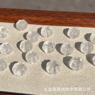 天然石白水晶雕刻南瓜珠 通孔散珠手串项链耳坠diy半成品饰品配件