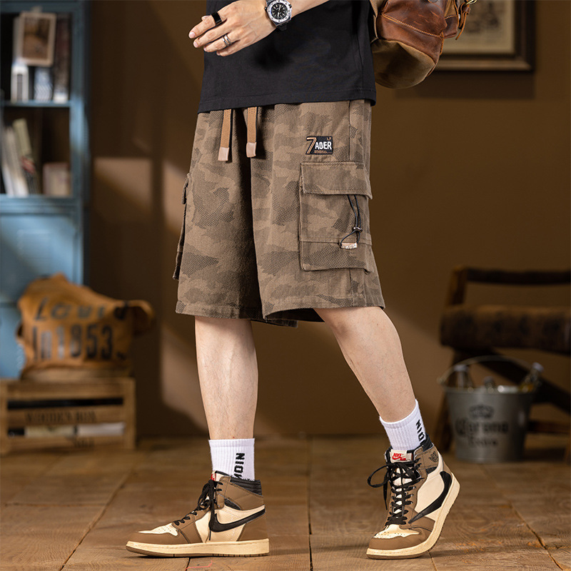 2025 New Summer American Workwear Camouflage Shorts Men's Thin Multi-Pocket Loose Mid-Length Sports Shorts