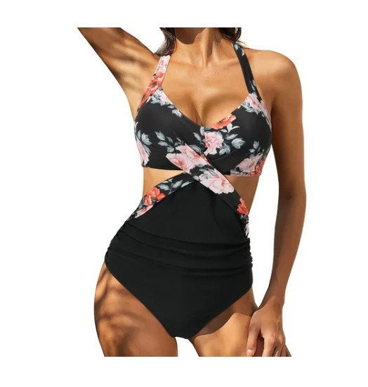 Europa y los Estados Unidos Amazon nuevo conjunto de trajes de baño unidone personaje de la mujer colgar el cuello se reúnen bikini de espalda descubierta