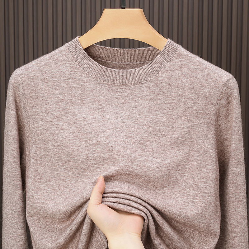 Cross-border autumn and winter new men's round-neck thin sweater, anti-pilling, 260g solid color knitted sweater, foreign trade wholesale