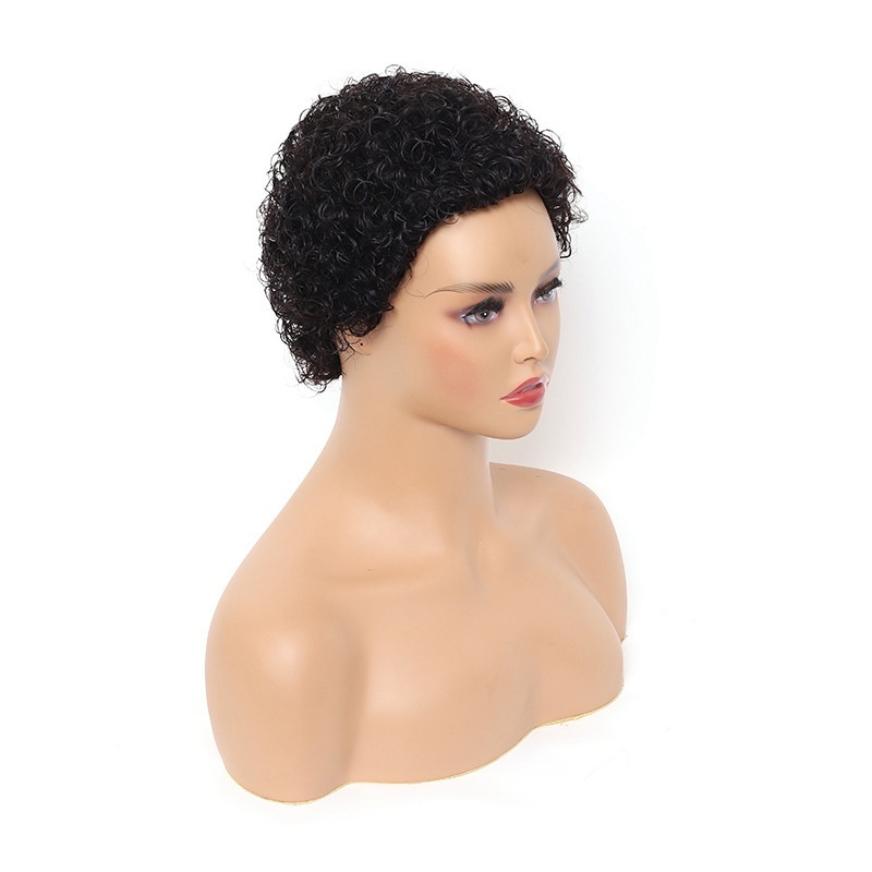 かつら対外貿易アフリカの短い巻きafro curly human hair wigsの本物の髪のメカニズムの全頭カバー|undefined