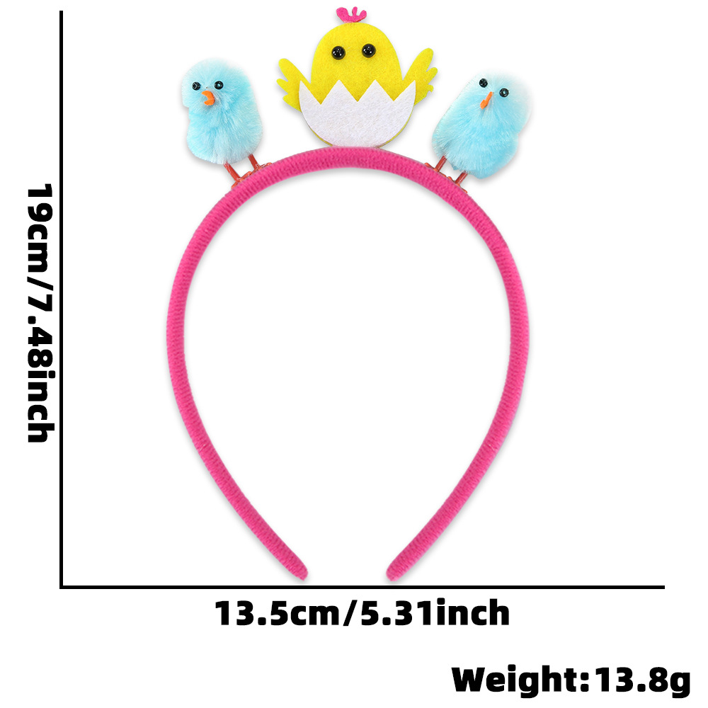 Nuevos adornos de Pascua multicolores de peluche pollo cabeza bandana fiesta vestido niños huevo bandana cabezales