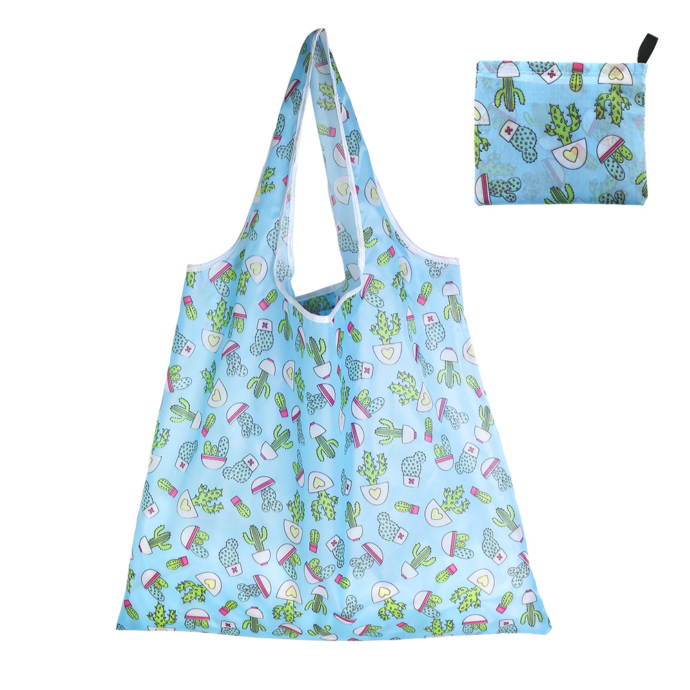 Nueva bolsa de compras plegable de gran capacidad en stock bolsa plegable de Protección Ambiental bolsa de almacenamiento portátil de impresión portátil creativa