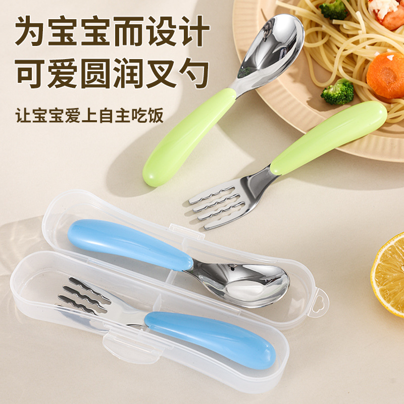 304 Stainless Steel Kidsren's Spoon and Fork Set Creative Multi-Color Fork and Spoon Baby Food Spoon Baby Food Tableware