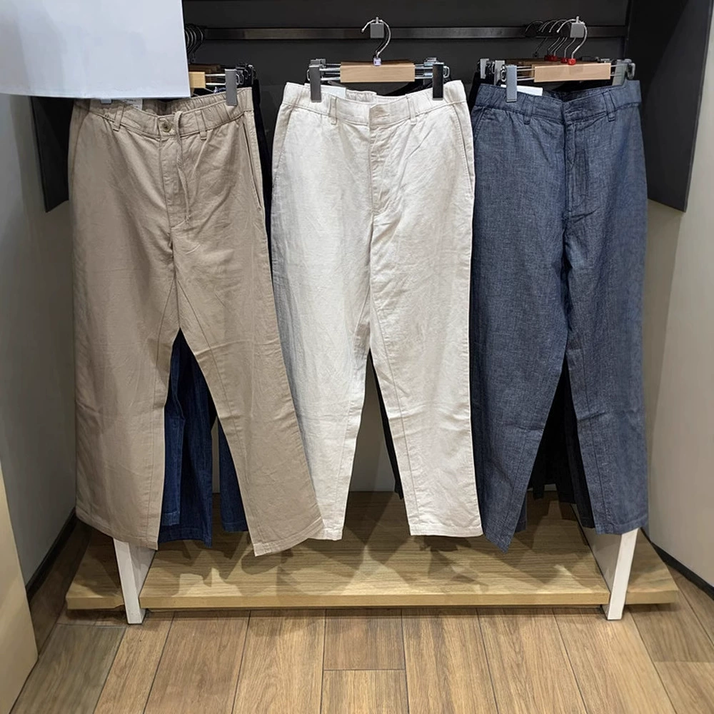 Мужские/женские брюки в японском стиле, весна/лето 25, новые повседневные брюки из смеси хлопка и льна/свободные прямые длинные брюки 470598