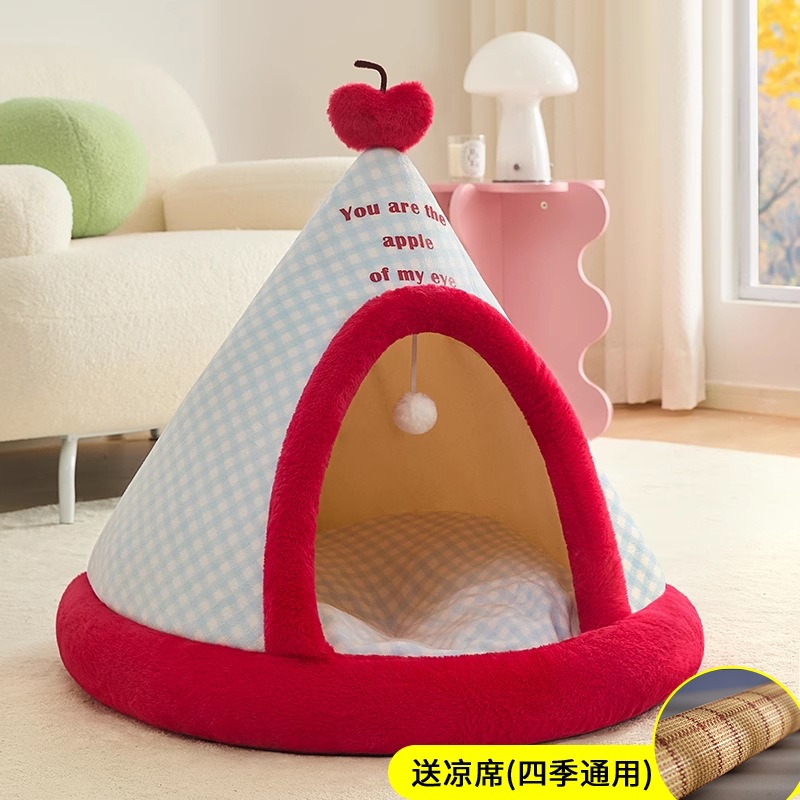 사과 체크무늬 텐트 + 매트