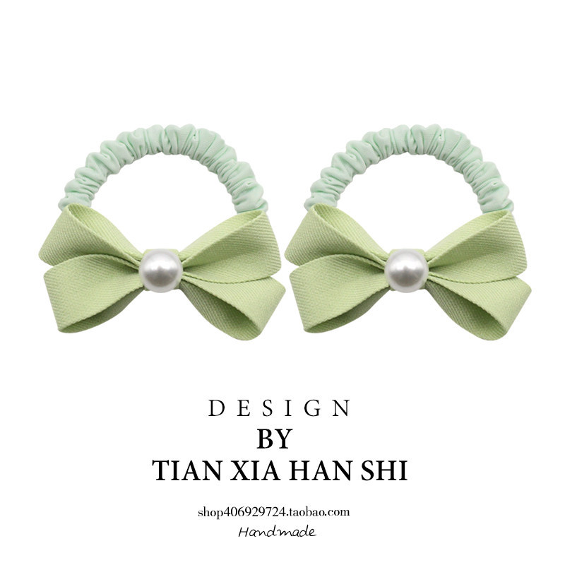Korean children's pearl bow hair tie for girls, princess hairband, non-damaging high-elasticity hair accessory