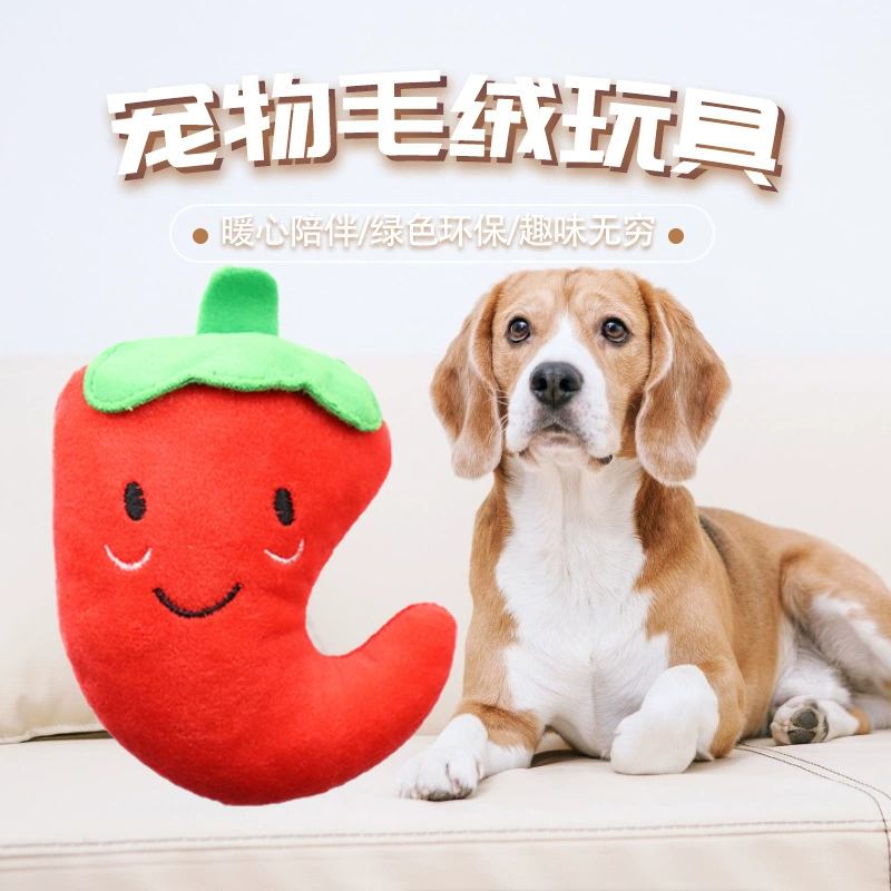 Фабрика в наличии Оптовые поставки домашних животных плюшевые звуковые шлифовальные устойчивые к укусам плюшевые игрушки для домашних животных Красного Перца