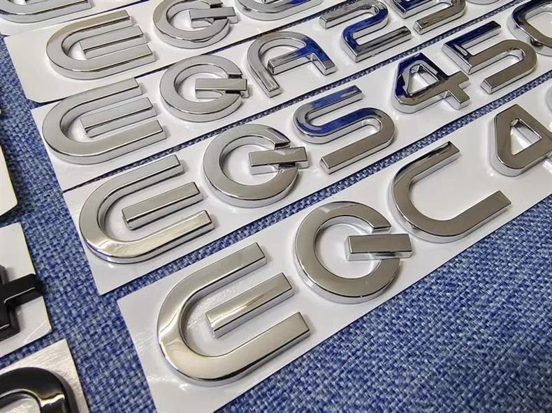 Mercedes-Benz EQA260, EQB350, EQC350, EQE, and EQS450 car emblem stickers, including letter and number designs, and 400 emblem stickers