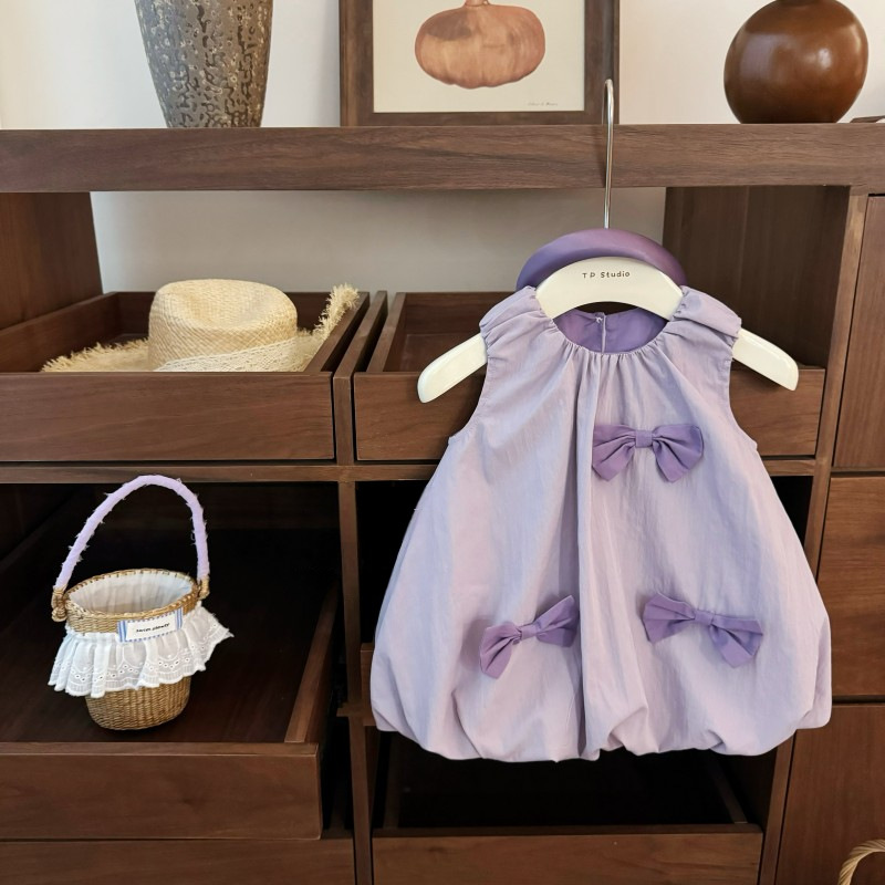 [Siete de limón salado] ¡Púrpura de taro fragante! Vestido de chaleco lindo y dulce con lazo de nicho de diseño de bebé