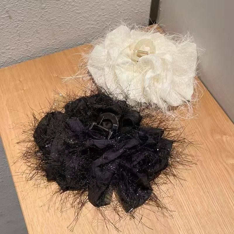 Fabric Mesh Multi-layer Bow Hair Claw Clip Shiny Hair Accessory_voghion.com