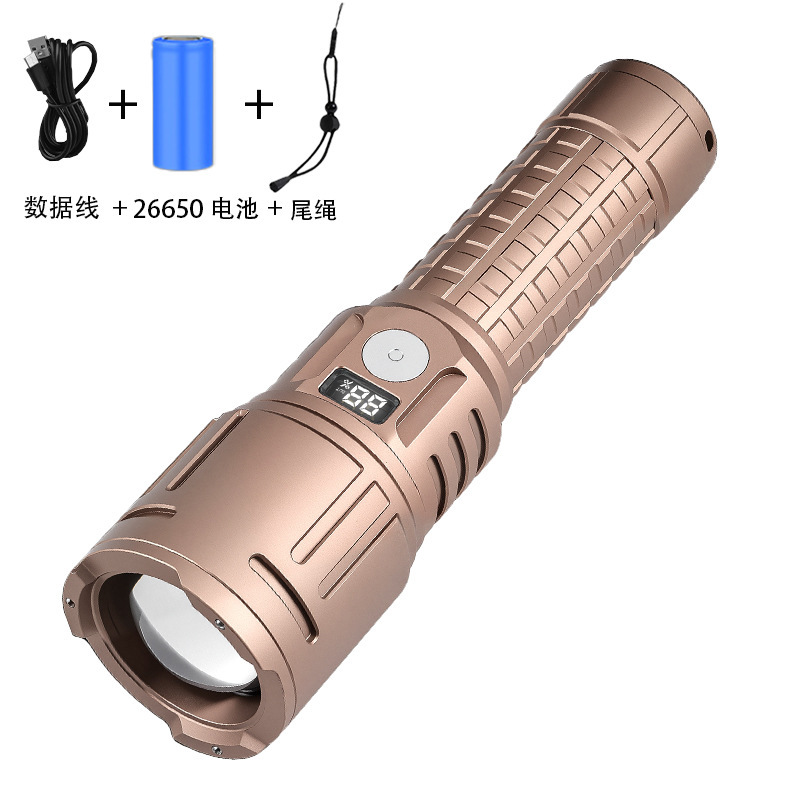 超長時間持続する屋外用強力懐中電灯、超高輝度、長距離照射、電池残量表示、LED、屋外用充電式、伸縮ズーム機能付き|undefined