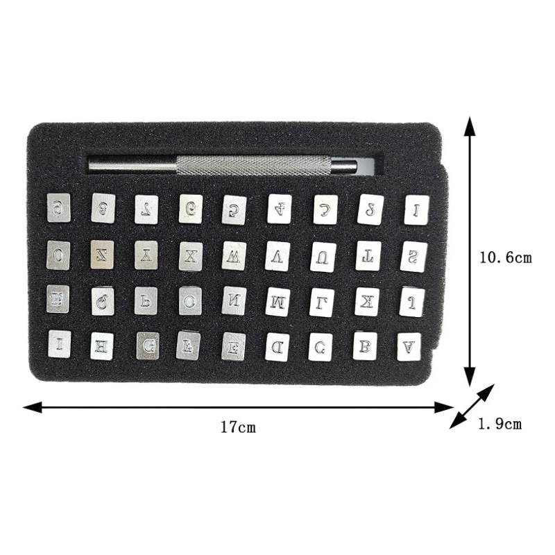 Cuero impresión Punch cuero inglés carta Punch 36 unids sello digital artesanía cuero talla herramienta