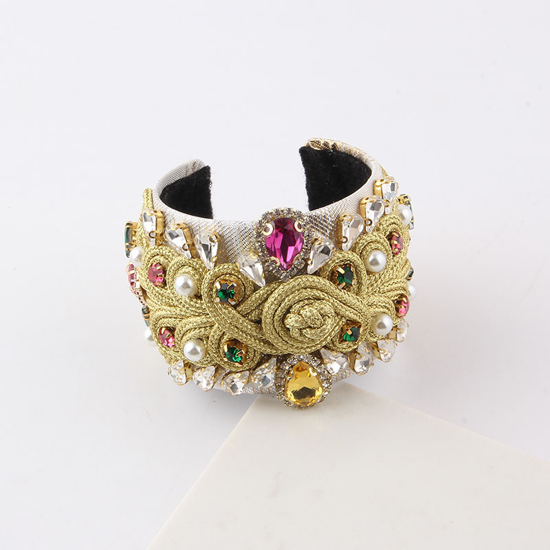 Baroque Style Water Droplets Metal Inlay Artificial Diamond Pearl Womenu0027S Bangle 1 Piece