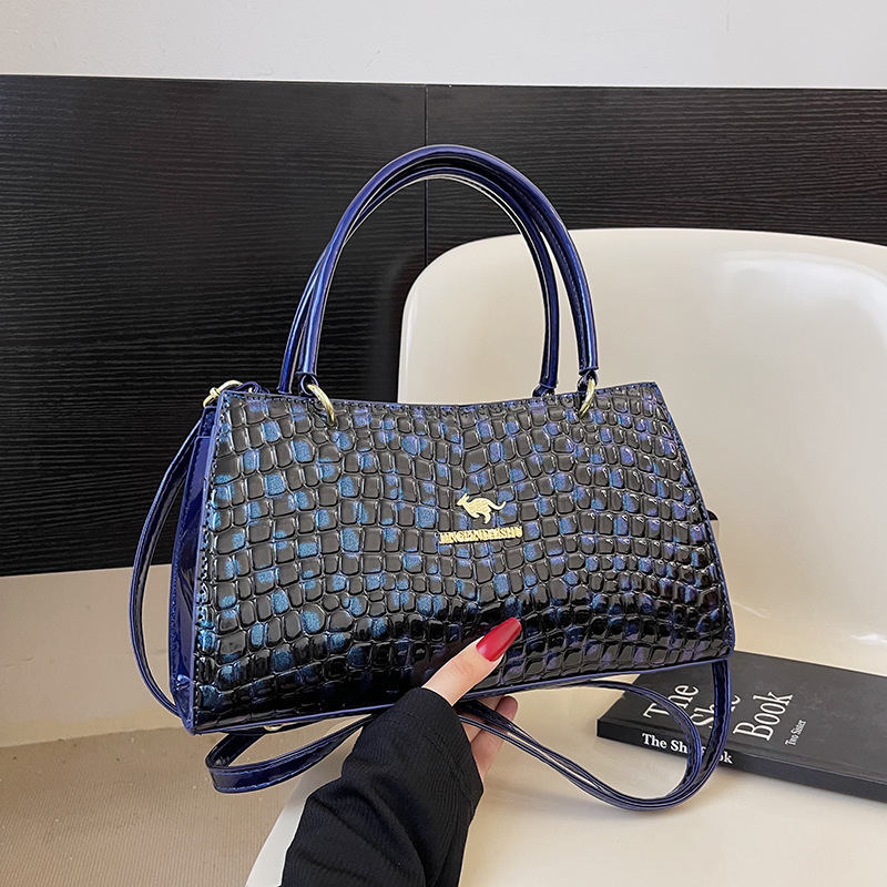 Bolso de gran capacidad 2023 nuevo bolso de mensajero de un solo hombro de moda bolso de patrón de piedra de superficie brillante simple bolso de textura