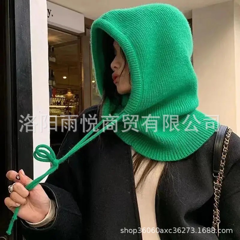 冬季新款帽子女韩系巴拉克拉法帽毛线保暖围脖一体情侣护耳针织帽|undefined