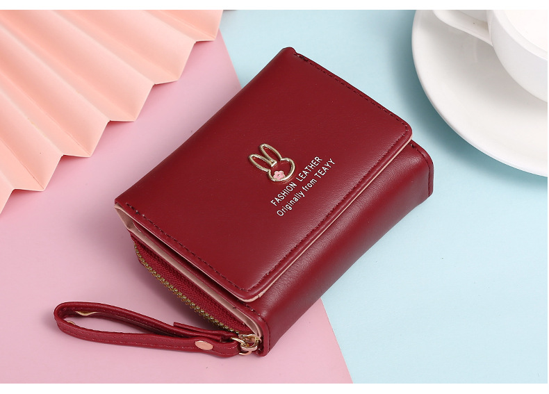 Women's Gender Women's Rabbit Solid Color Pu Leather Side Zipper Wallets
