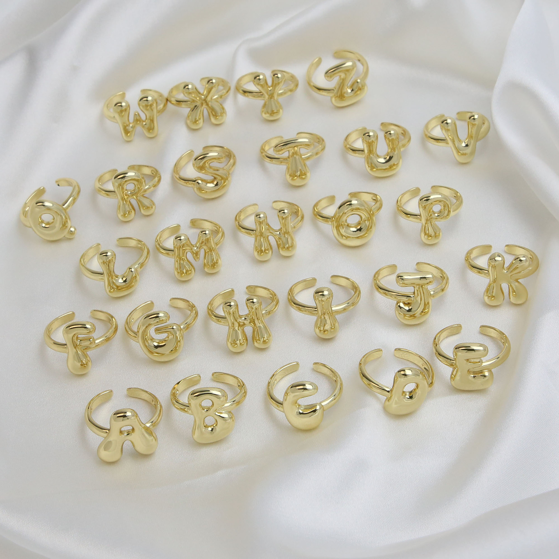 Copper Material Copper Simple Style Irregular Plating Letter Open Rings
