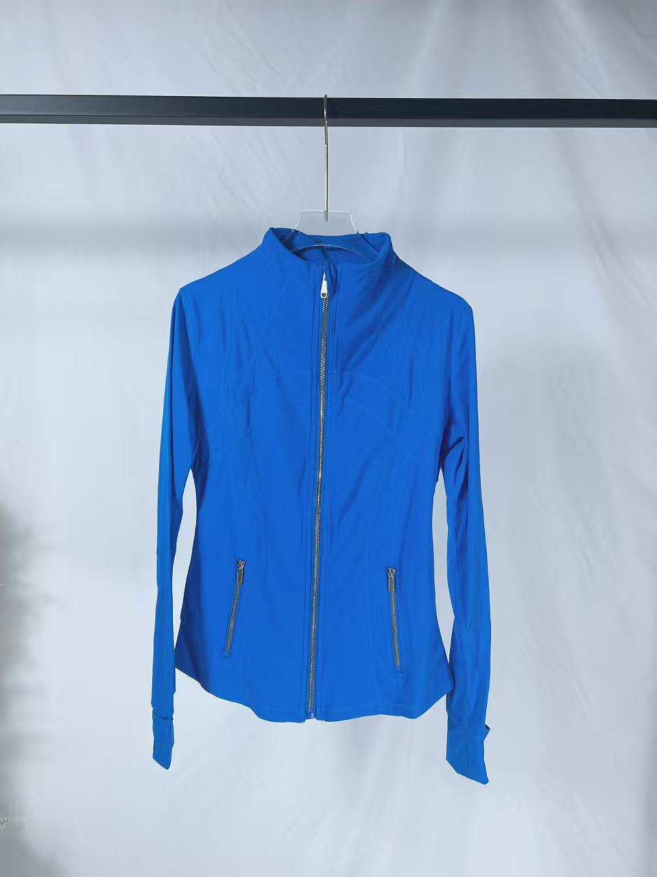 Electric blue gold zipper jacket