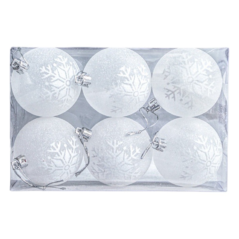 Hong Kong Heng 5,5 cm transparente copo de nieve BOLA DE Navidad árbol de Navidad decoración colgante colorido Bola 6 Paquete de diseño de decoración de Navidad