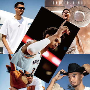 Wenbanyama Poster High-Definition Coated Paper 1 Set of 8 Nba Basketball Star Dormitory Wall Sticker Decorative Painting
