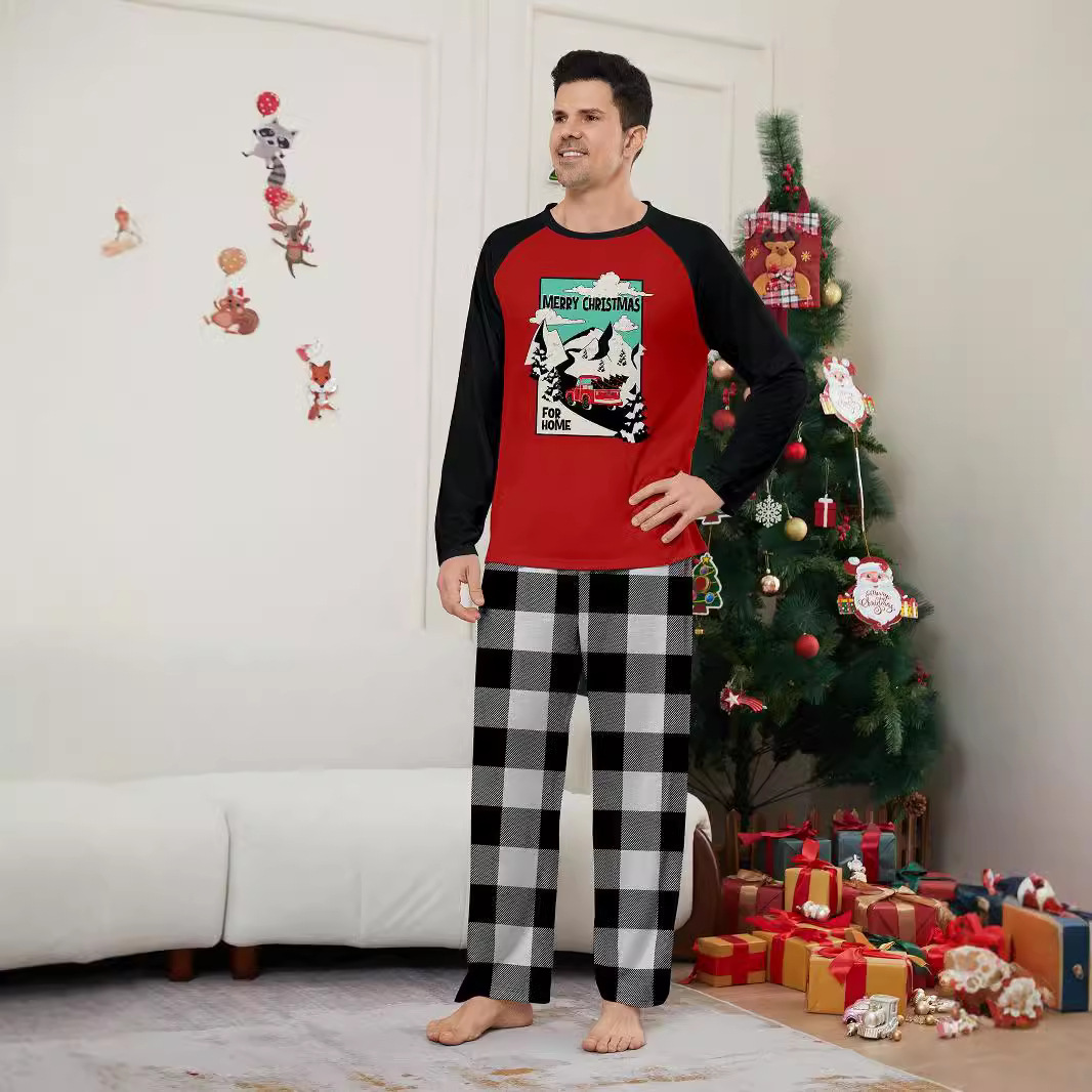 Weihnachtsbaum Auto Plaid Weihnachten Familie Druck Hause Kleidung Pyjamas_voghion.com