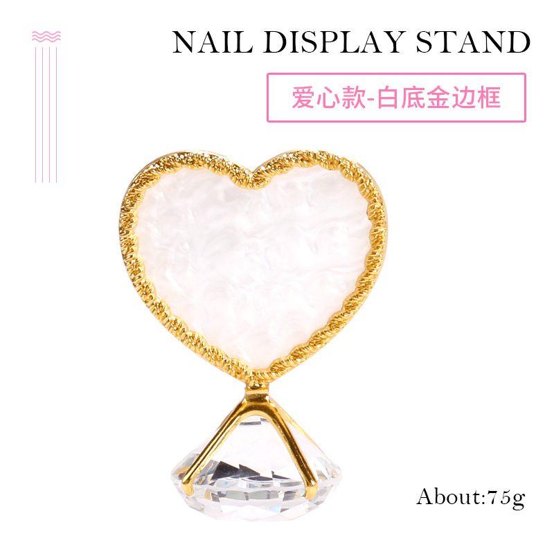 Nuevo Marco de exhibición creativo en forma de corazón borde dorado Cross-border exclusivo diamante Fondo manicura acabado soporte de exhibición pendientes soporte de exhibición