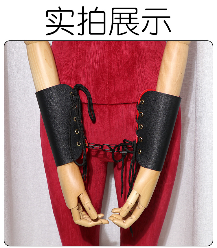 Flying Fish Wrist and Leg Restraint Set in Gold Faux Leather for Adult Couples — detail image 26