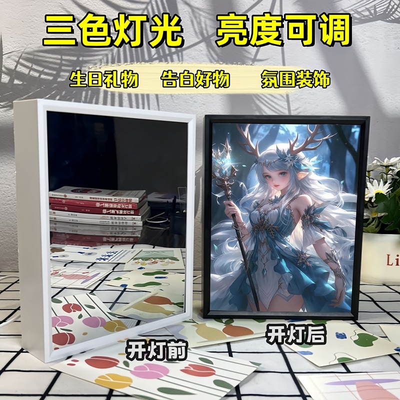 King of Glory 孫悟空 Han Xin Kai ミラーライト絵画ナイトライト絵画デスクトップフォトフレーム装飾品雰囲気ライトギフト|undefined