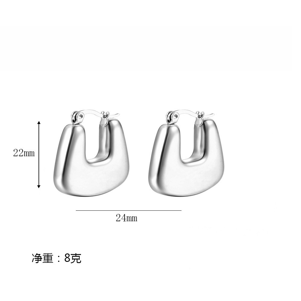 사각 중공 귀걸이 스틸 색상