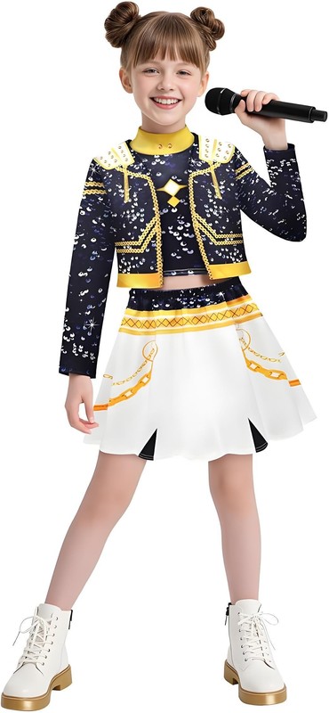 韩流打歌服K-POP猎魔女团cos儿童鲁米佐依cosplay万圣节黑金服装|undefined