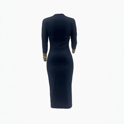 New Women's Elegant V Neck Long Sleeve Dress Style Digital Print_ecoleips.com