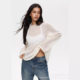 2025 Spring and Summer New Hollow Sweater Women's European and American Ins Soft Loose Knitted Long Sleeve Overalls Cross-border Hot Sale