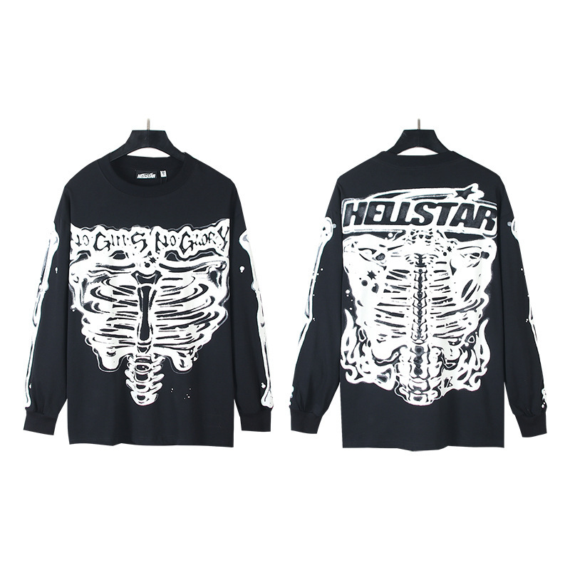 クロスボーダー卸売Hellstar地獄の星TShirt秋装美潮高街ゆるい長袖tシャツ男女潮|undefined