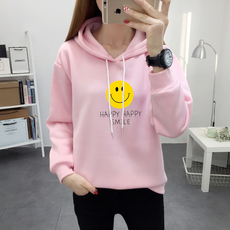 潮牌秋冬新款女装2021连帽加绒宽松大码卫衣女长袖学生外套上衣服