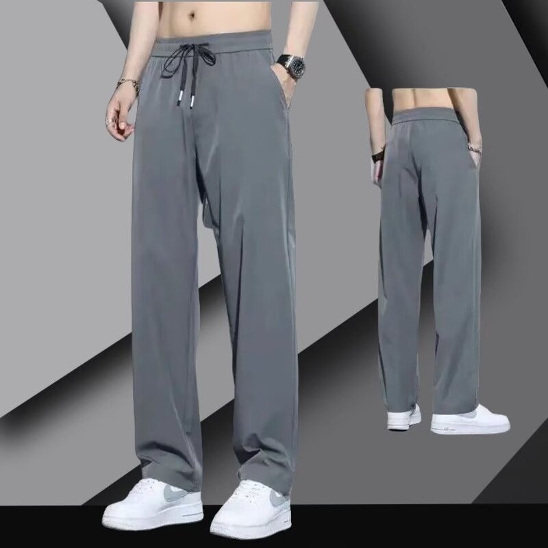 Straight-Leg Drapey Ice Silk Casual Pants Summer Long Pants Thin Loose Quick-Dry Sports Casual Long Pants Men's Wear Straight-Leg Drapey Ice Silk Casual Pants Summer Long Pants Thin Loose Quick-Dry Sports Casual Long Pants Men's Wear