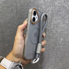 Apple 17 携帯電話ケースに最適、チタングレー磁気吸着 iPhone 15 promax 半透明つや消しハードケース、ハイエンドモデル 14 新型