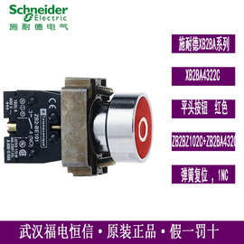 Schneider原装XB2BA4322C带功能符号平头按钮XB2B红色ZB2BA432C