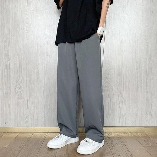 White small straight-leg men's 9-inch drop-down loose wide-leg casual long pants for men, autumn and winter straight-leg suit pants