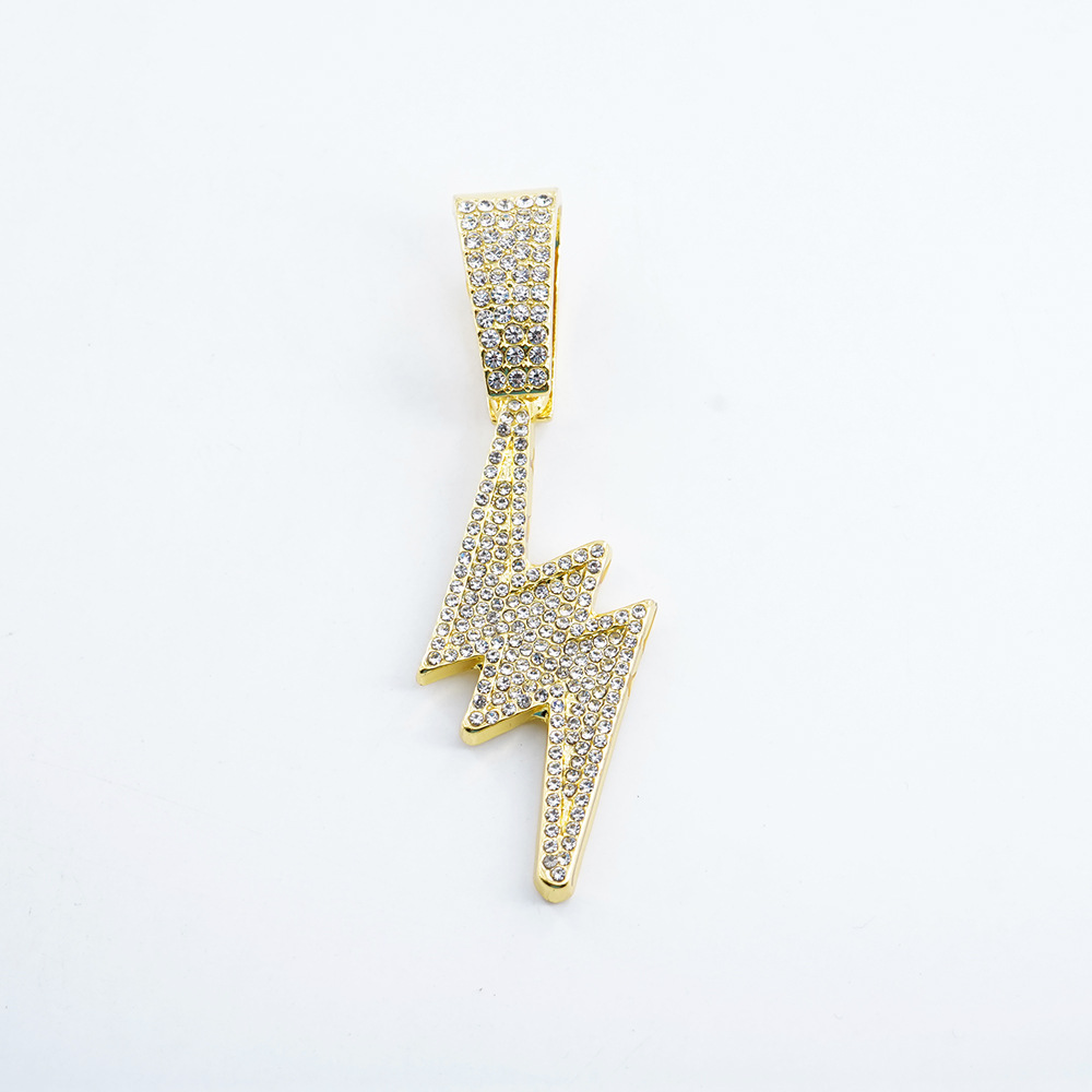 Europa y Estados Unidos de moda transfronteriza cool full diamond collar colgante relámpago hip-hop collar de cadena cubana image 10