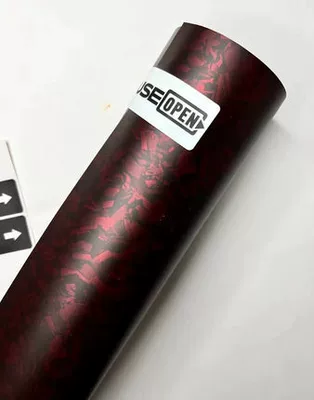 forged flower carbon pattern sticker | Automotive Film - 152m50cm-matting-flower-carbon-red