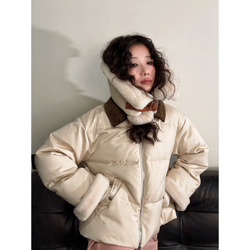 Designer Women's Clothing Lamb Large Fur Collar Down Jacket Can Be…