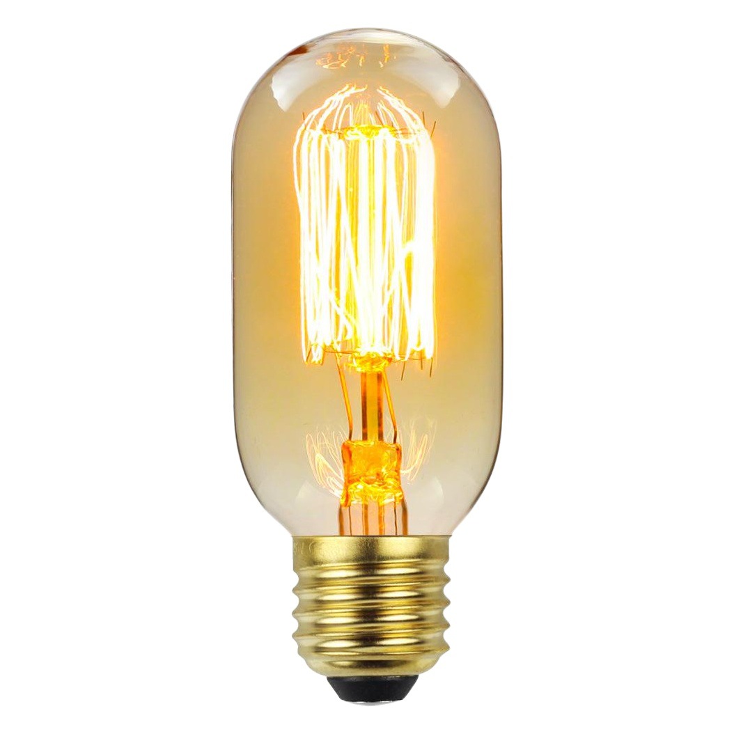 Transfronterizo cuatro una caja T45 superior e inferior espiral de seda de oro marrón 220V110V40W antigua lámpara retro bombilla