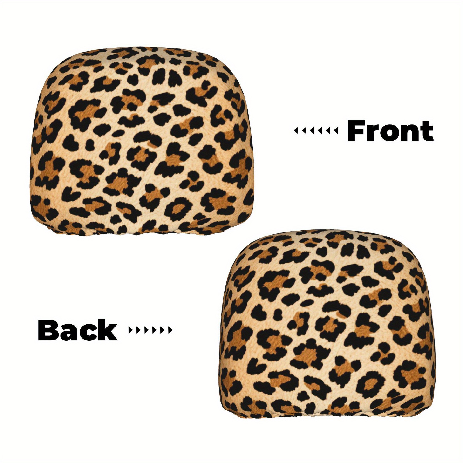 Car Headrest Cover with Cute Leopard Print Style and Personalized Design, Universal Car Pillow Cover, Can Be Labeled and Made to Order with Your Own Image