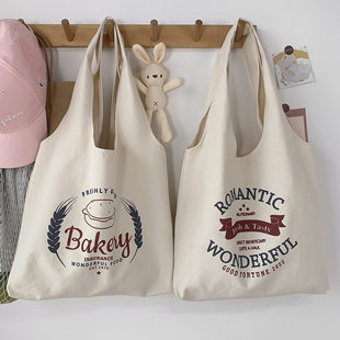 Shoulder bag, shopping bag, one-shoulder bag, school bag, retro capacious cloth bag, simple and elegant design