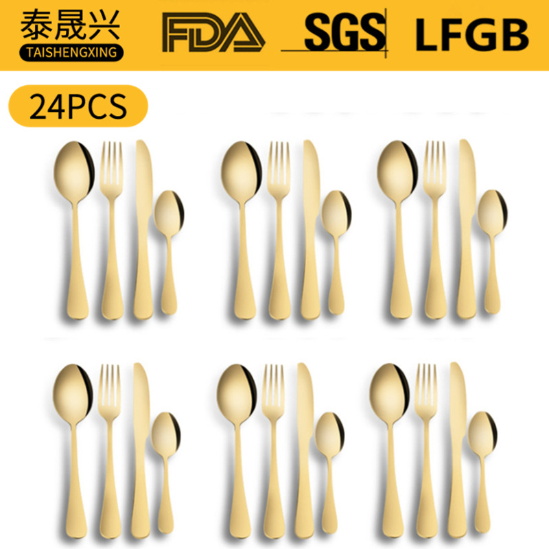 Amazon tiktok popular vajilla de acero inoxidable 24 piezas traje 1010 cuatro piezas principales 6 personas usan comida occidental cuchillo, tenedor y cuchara