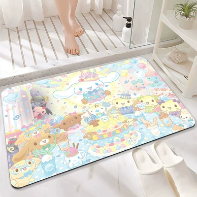 Avtomobil döşəmə paspasları – Bathroom Floor Mat Non-Slip Toilet - happy-birthday-cinnamon-dog-4060cm