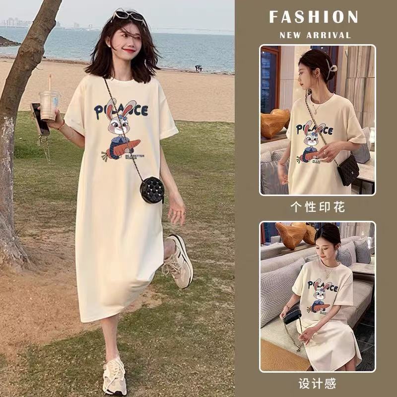 Maternity Wear Summer Short-Sleeved Dress 2026 New T-Shirt Dress Fashionable Loose Large Size Casual Long Dress Thin Style